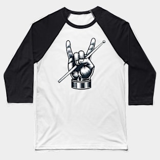 Drummer Band Musician Heavy Metal Pose Drums Baseball T-Shirt